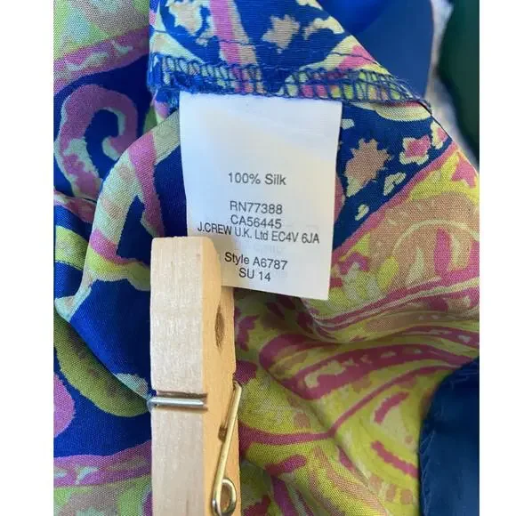 J.CREW Collection Dress Silk Floral Mixed Pattern Blue Pink Lace Up Size 6 - Picture 8 of 13